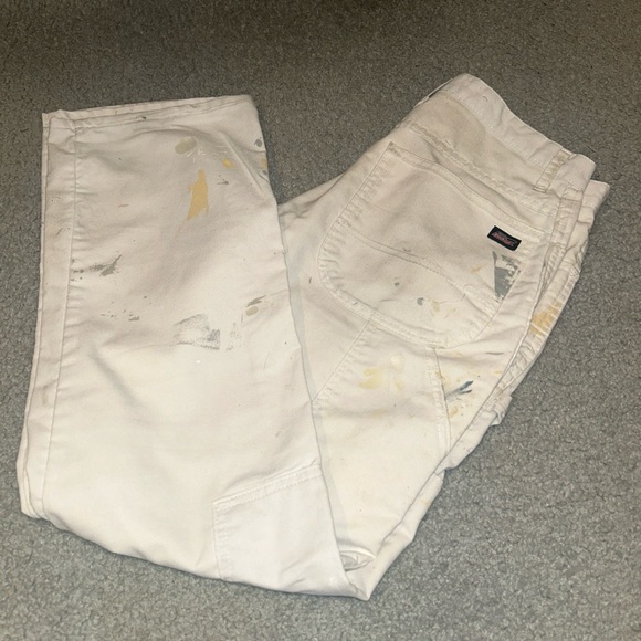 White Dickies Carpenter Painter Pants Distress Grunge Splatter 32x32 Men’s Baggy - Picture 15 of 15